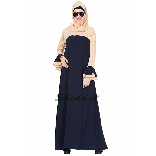 Dual colored abaya- Blue-&-Beige